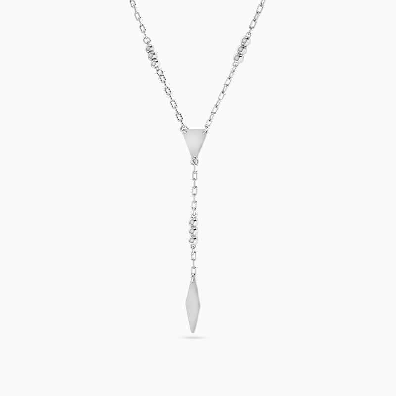 Waves by L'azurde Triangular & Lozenge Motifs Lariat Necklace in Silver - Image 2